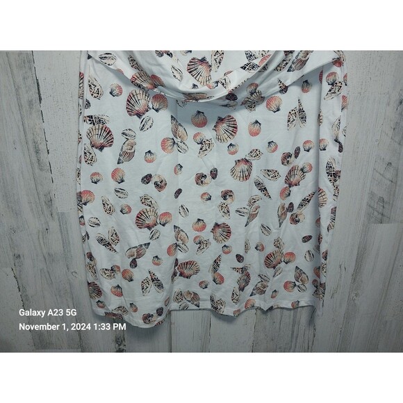 Liz Claiborne Dress Womens Large White Sea Shells Coastal Beach Resort Cruise - Picture 2 of 6